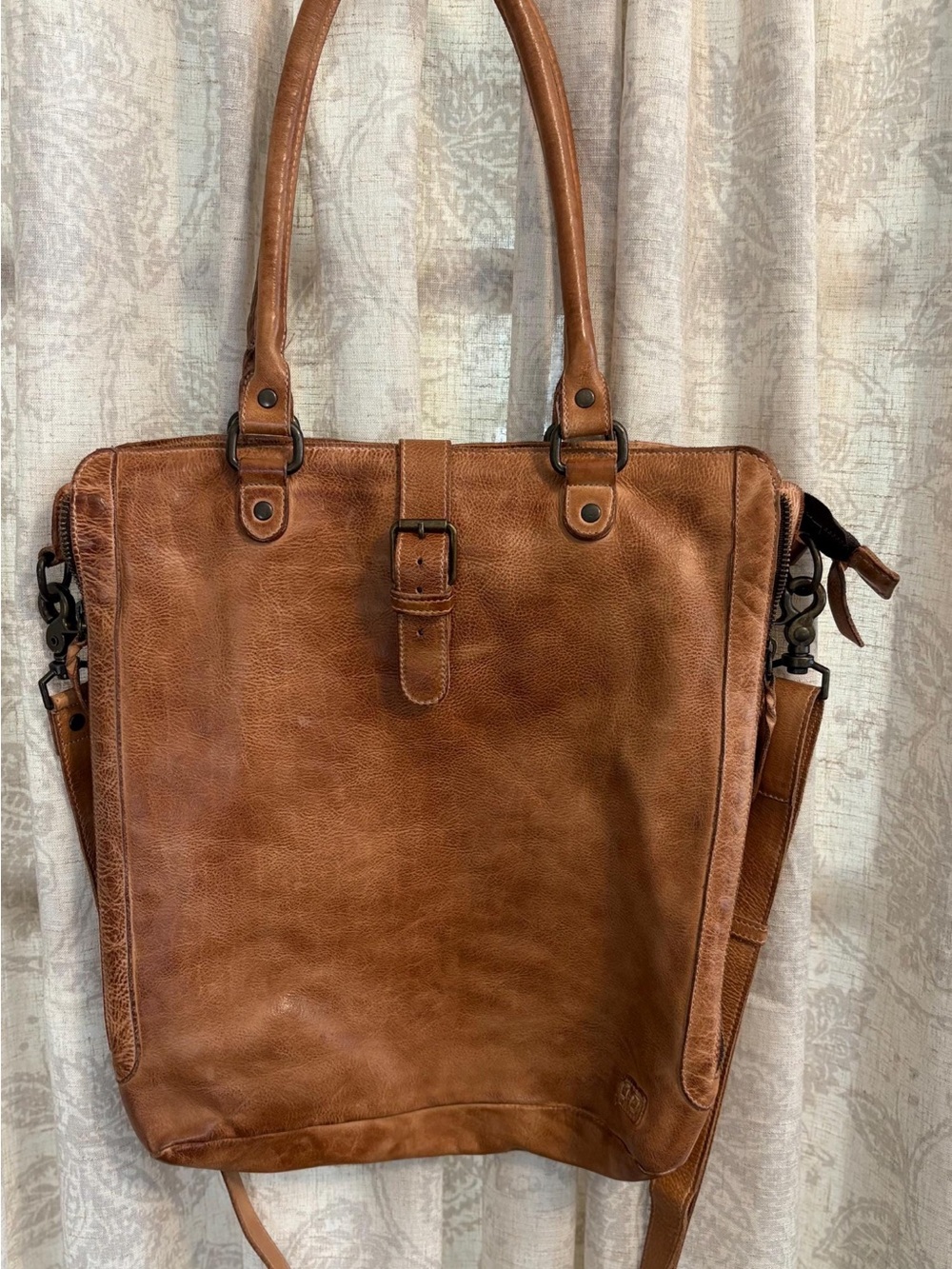 Bed Stu Brown Leather Convertible Tote with Shoulder Strap